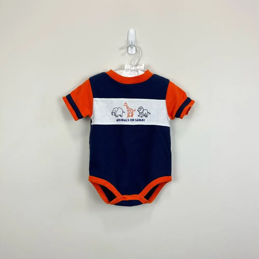 Vintage Simply Basic Animals on Safari Romper 12 Months